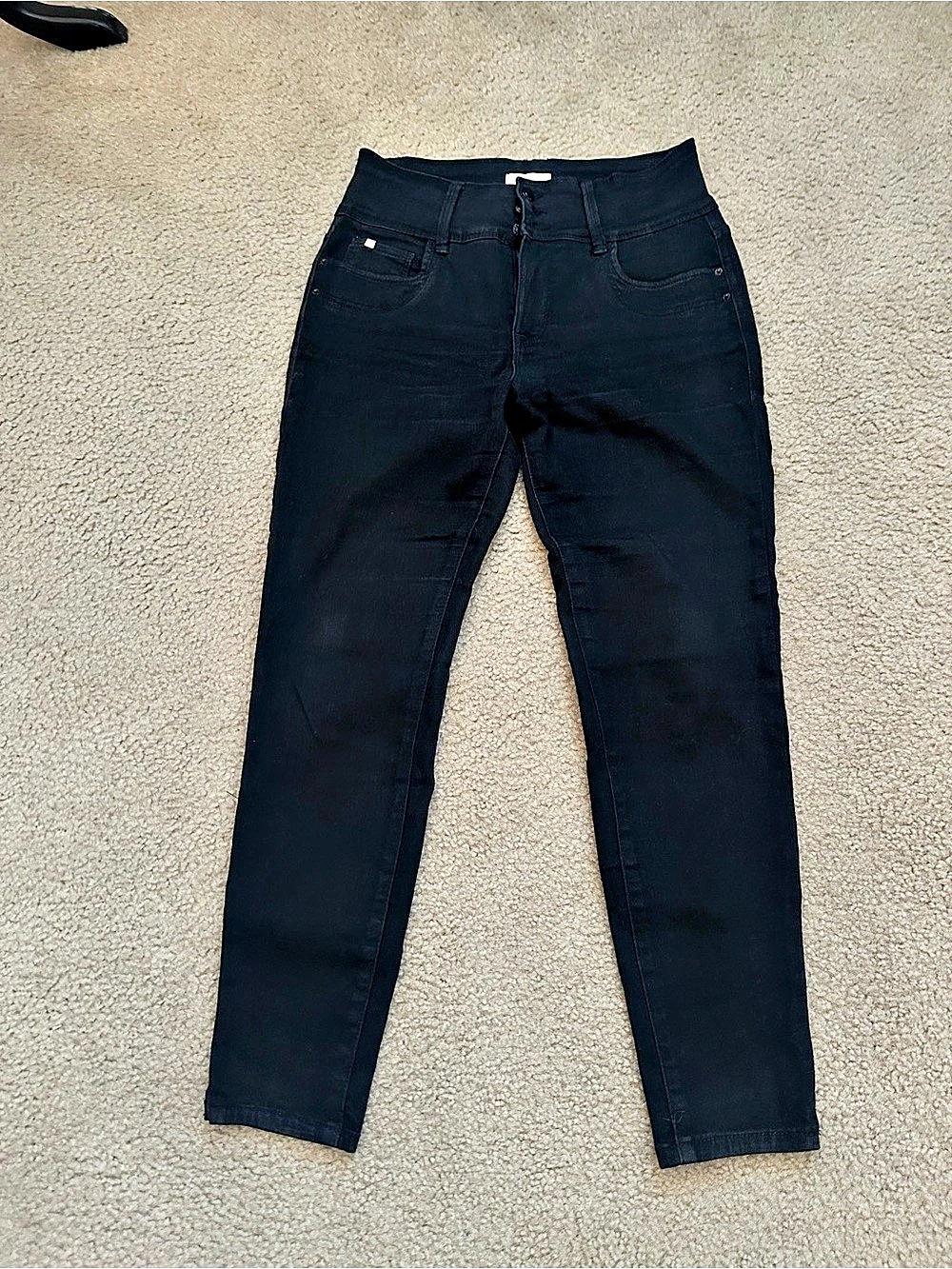Curve Appeal High Rise Triple Button Skinny Jeans Skinny Jeans Black Waist 28